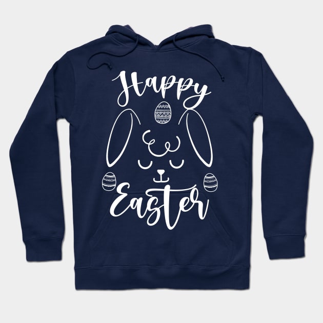 Happy Easter Bunny Rabbit Face Funny Easter Day Women Girls white Hoodie by eyoubree